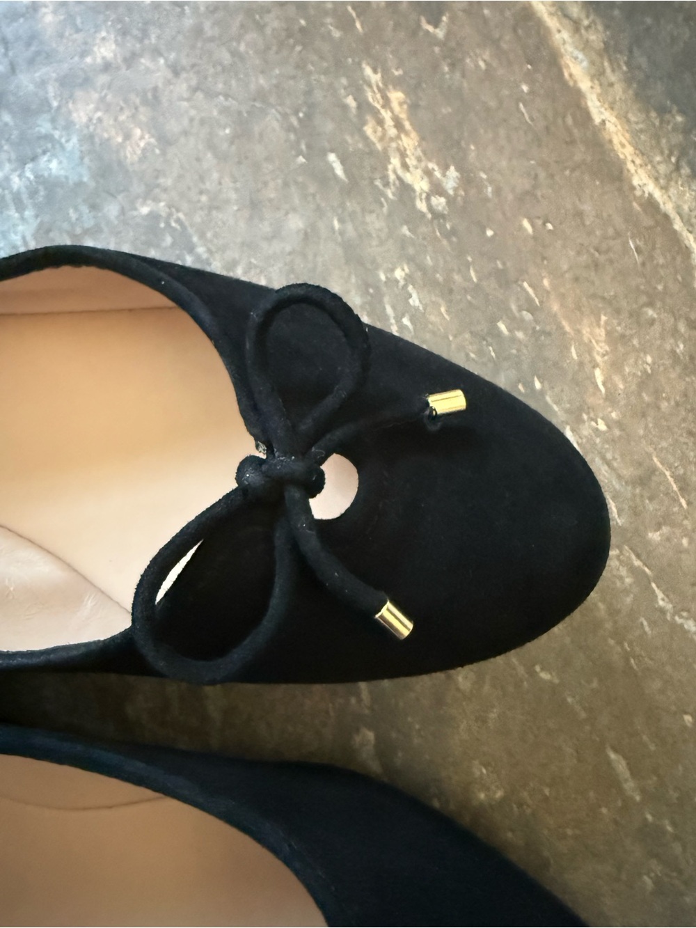 Stuart Weitzman Black Suede Bow Flats - Picture 5 of 6